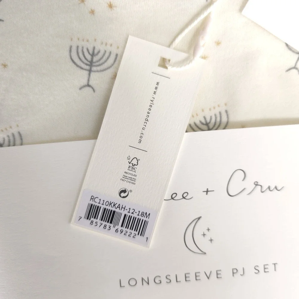 RYLEE + CRU 2pc Pajama Set 12-18m Hanukkah‎ Softest Long Sleeve 100% Cotton